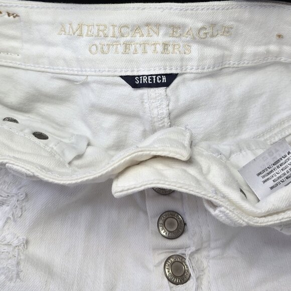 American Eagle White Hi Rise Button Fly  Denim Shorts, Size 4 - Picture 6 of 6